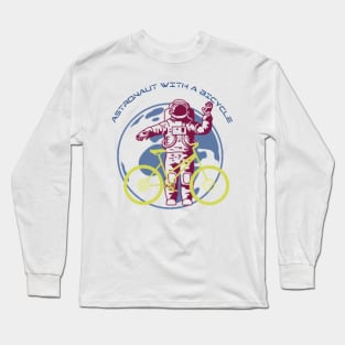 Astronaut With Bicycle, Earth Long Sleeve T-Shirt